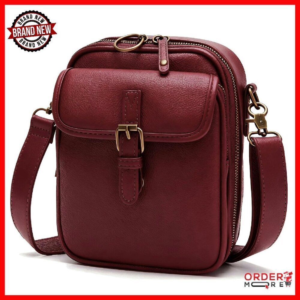Vegan Leather Crossbody Bag with Anti-Theft Features & Card Slots
